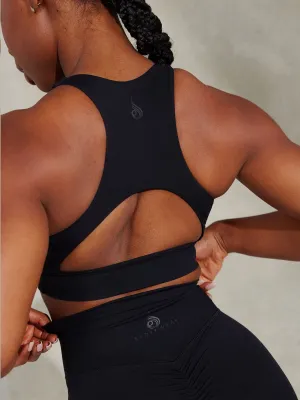 High Neck Snapped seams NKD Embody Sports Bra - Black