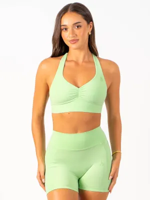 NKD Scrunch Halter Bra - Green Glow Body-Hugging Fit