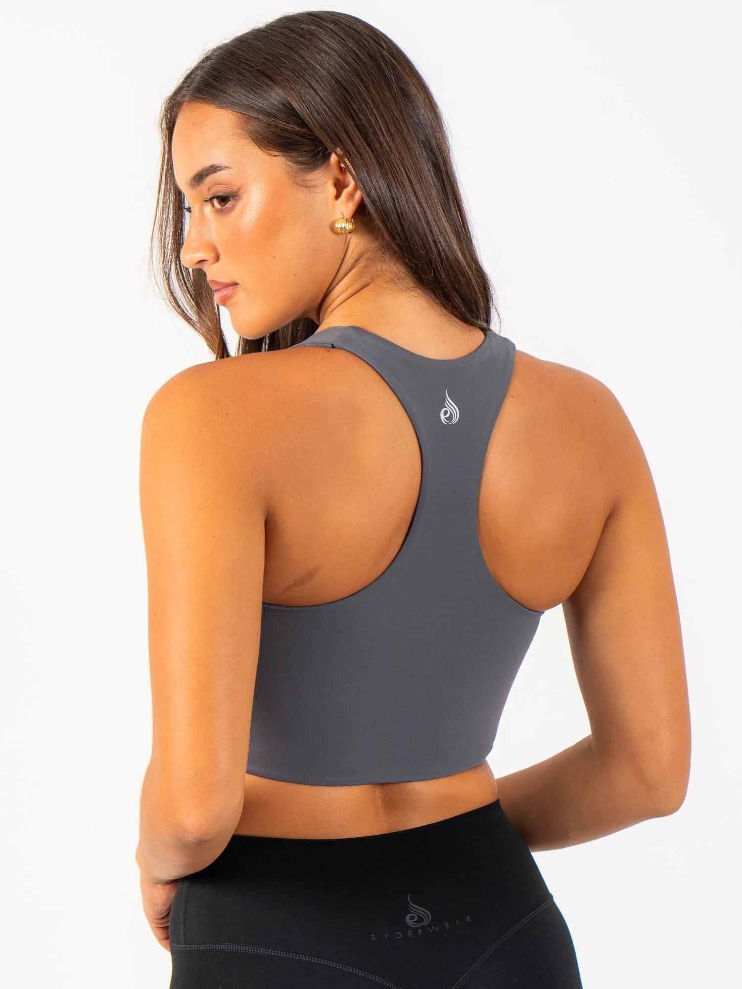 NKD Sports Bra - Charcoal Mock neck seams