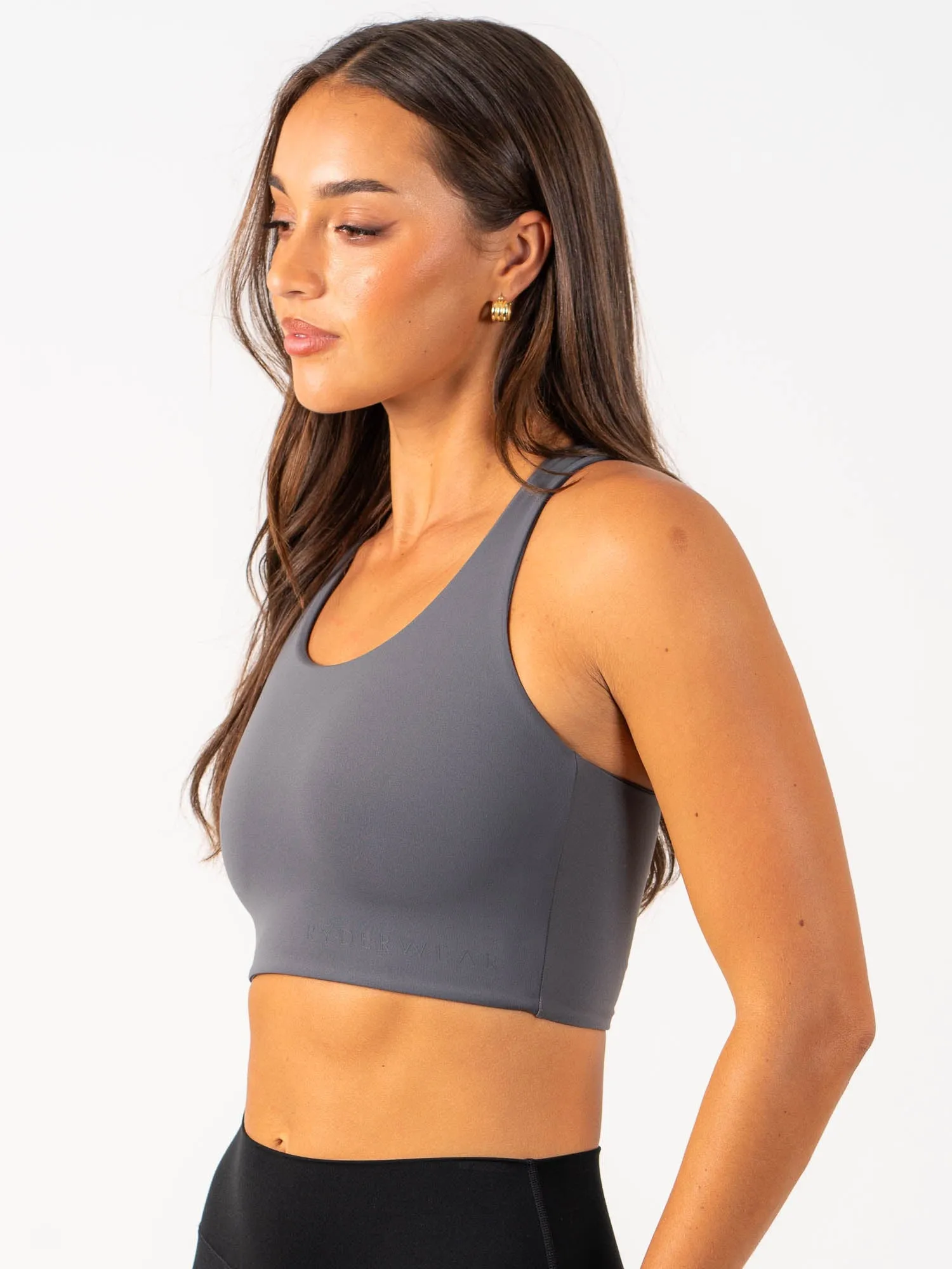 NKD Sports Bra - Charcoal Non-Irritating Band Soft Jersey