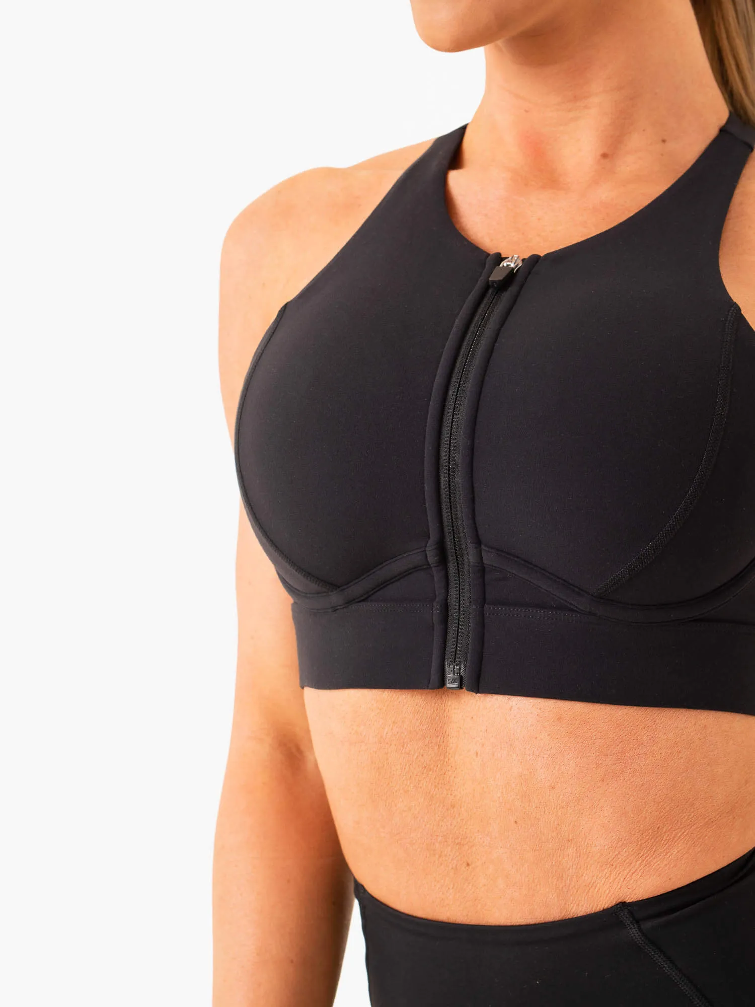 Critical High Impact Sports Bra - Black Ribbed waistband Seam-Free