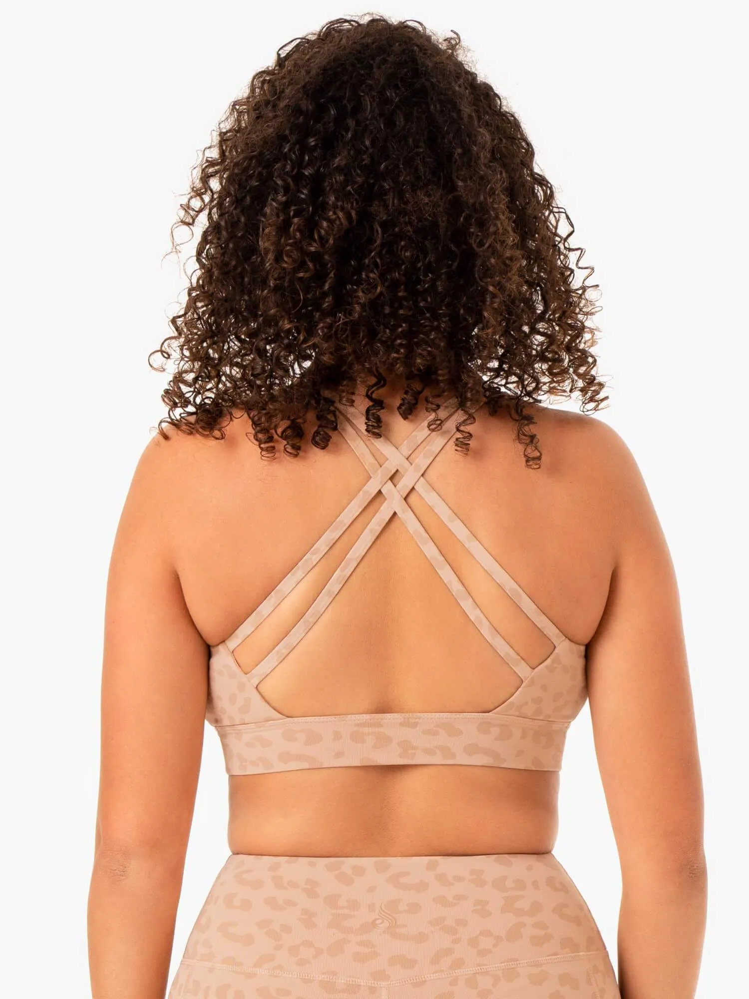Ultra V-Neck Sports Bra - Tan Leopard Adaptive Compression
