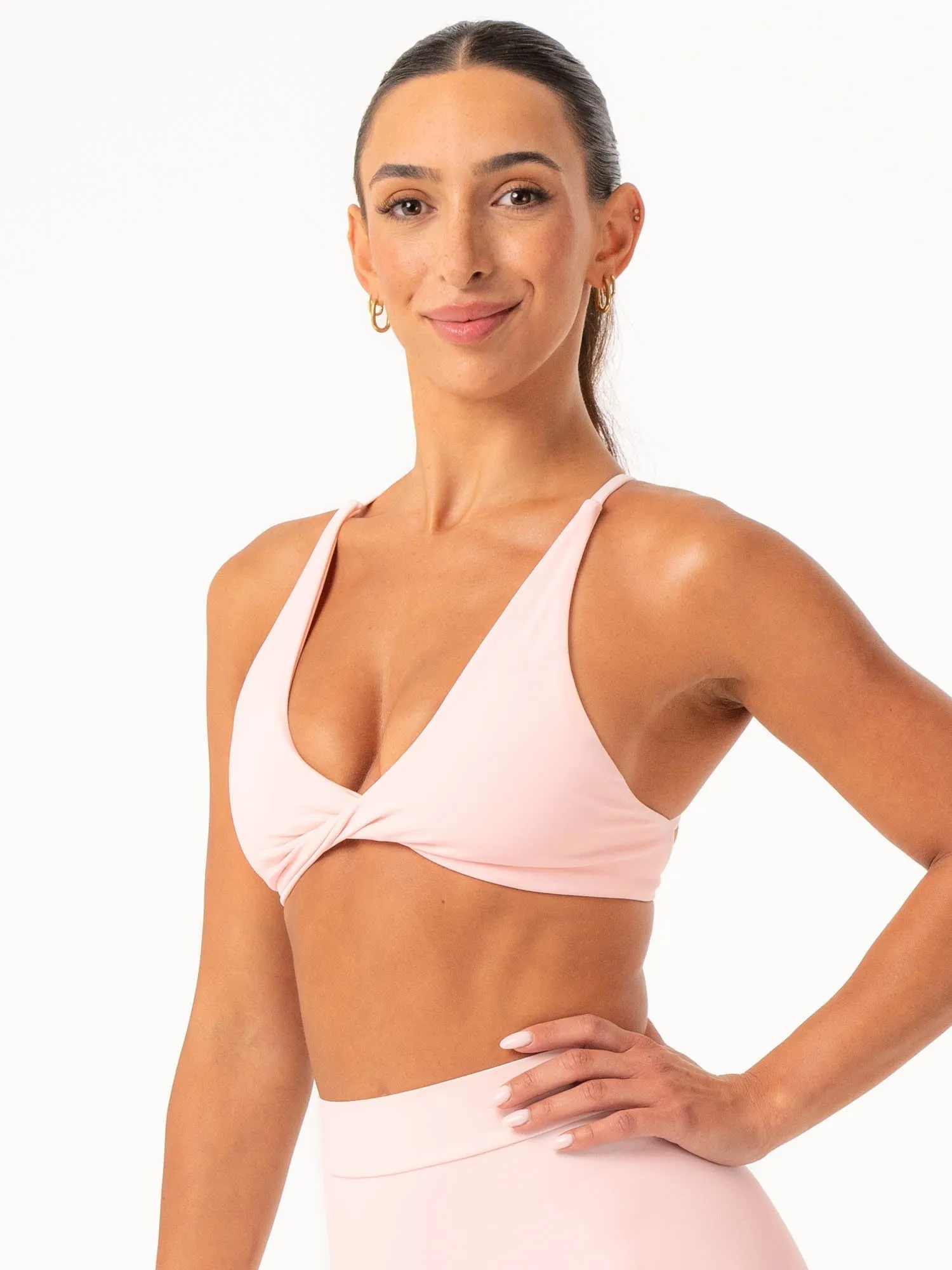 NKD Twist Sports Bra - Pink Musk Flexible Support Durable Closure