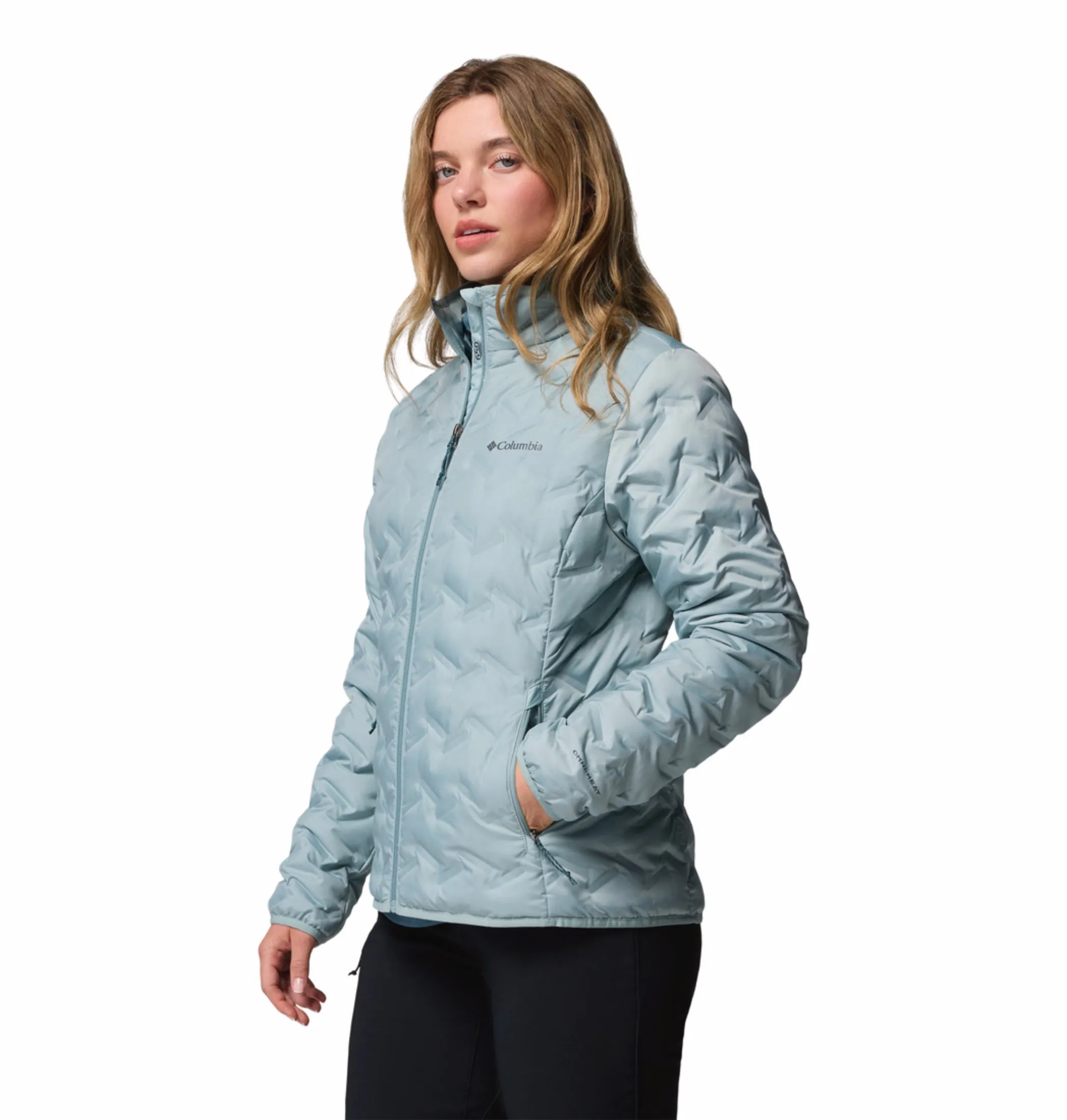 cold Columbia Women Blue HEAT SEAL Delta Ridge II Down Jacket