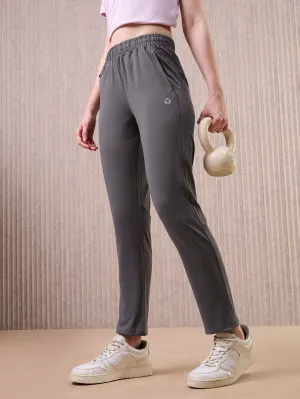 Gym Wear Women Solid Straight Fit Trackpants with 4 Way Crispy