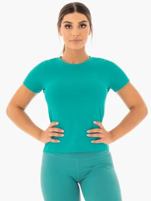 Motion T-Shirt - Teal Skinny Fit V-Neck