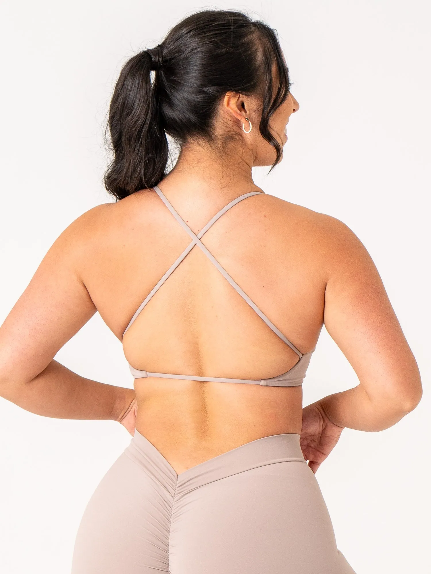 Red Layered Reinforcement NKD Twist Sports Bra - Taupe