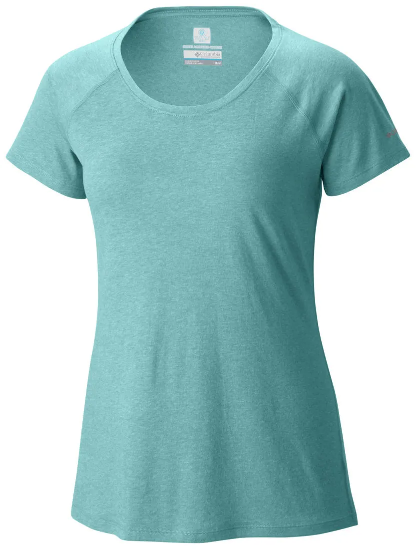 Columbia Women Green Silver Ridge Zero Short Sleeve Shirt Yarn Dyed Fabric