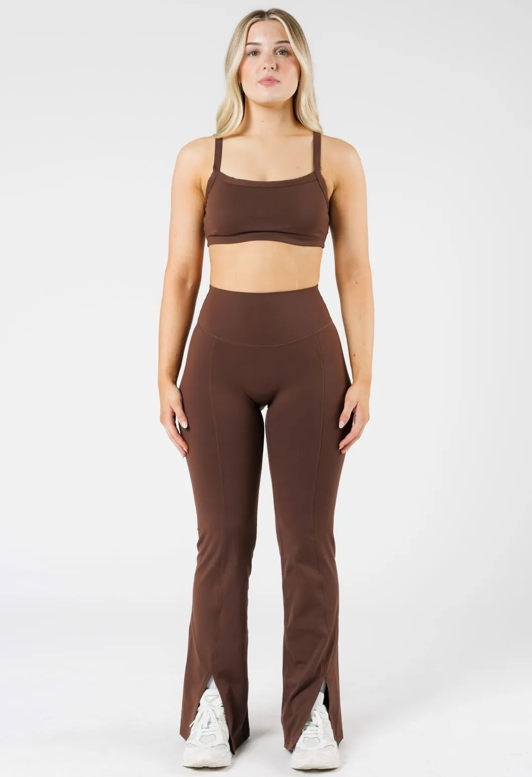Thermal regulation Travel Enthusiast Outdoor Running FormLux Front Slit Sculptseam? Plus Flare Legging 32" Earth