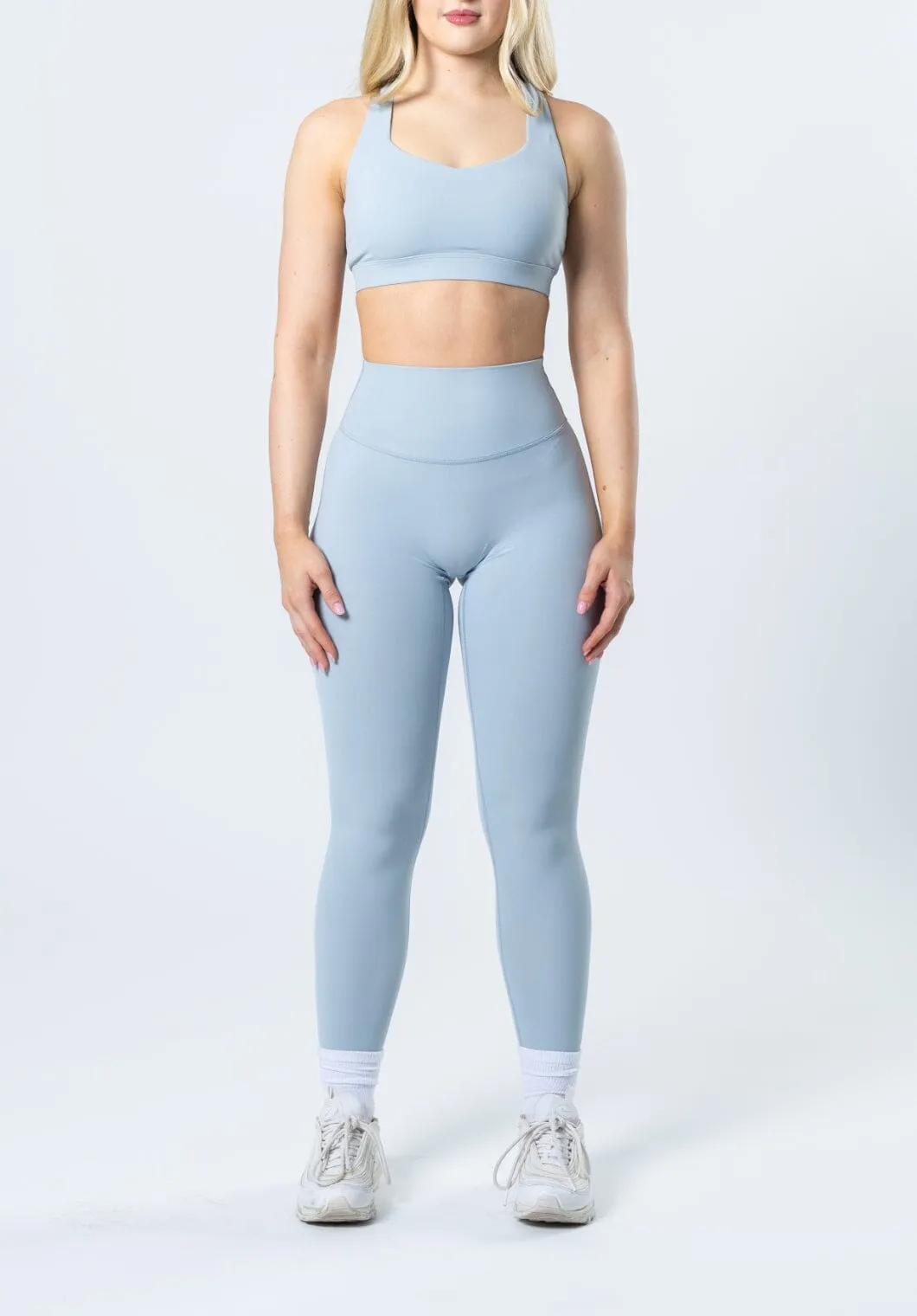 Postpartum Fit Gym Workout RecStretch Original Sculptseam? Plus Legging Pearl Blue