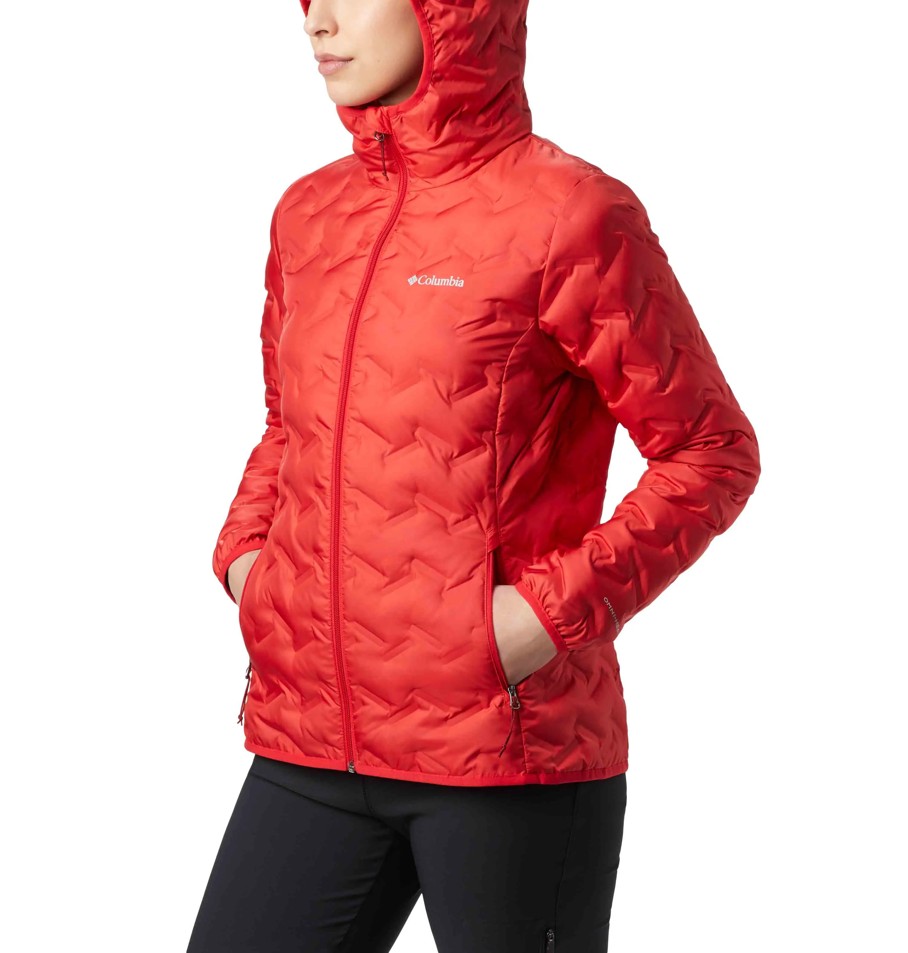 Fitness Columbia Women Red Delta Ridge Down Hooded Jacket