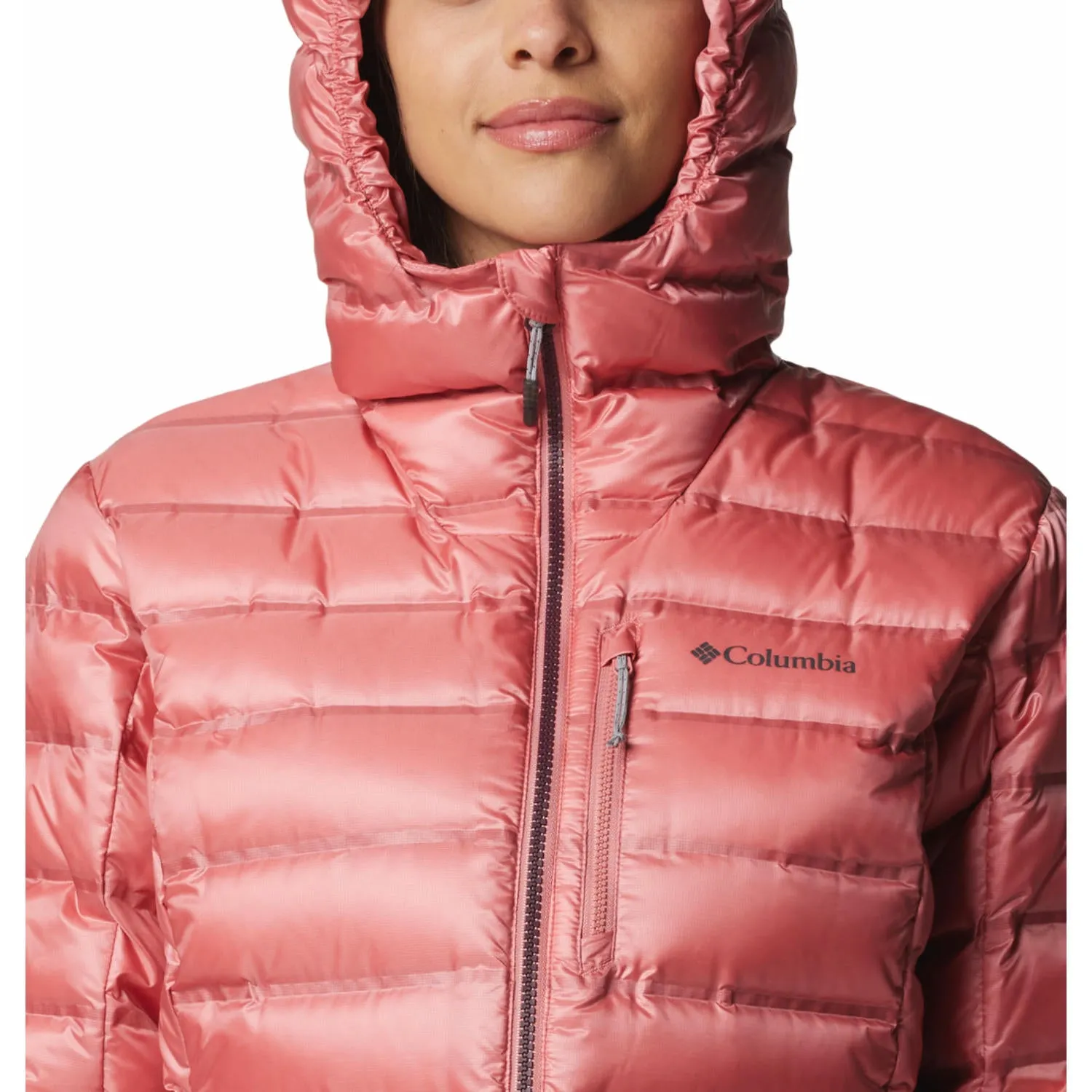 Columbia Women Pink Pebble Peak II Down Hooded Jacket Halloween costume