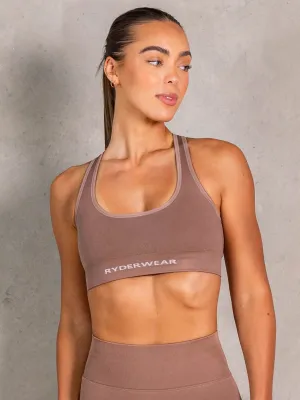 Crossback seams Polyester active clothing NRG Seamless Scoop Neck Sports Bra - Almond