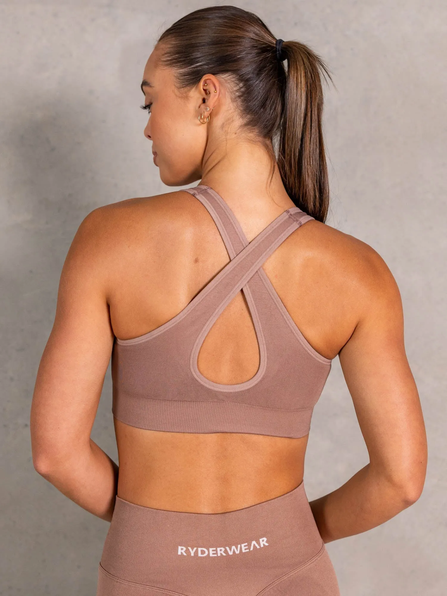 floral geometric NRG Seamless Scoop Neck Sports Bra - Almond