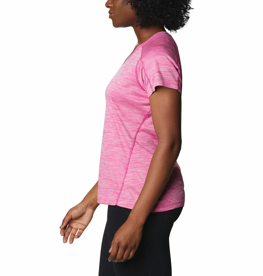 proper length monochromatic Columbia Women Red Zero Rules Short Sleeve Shirt (Sun Protection)