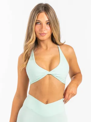 V-Neck Arch support NKD Twist Sports Bra - Cool Mint