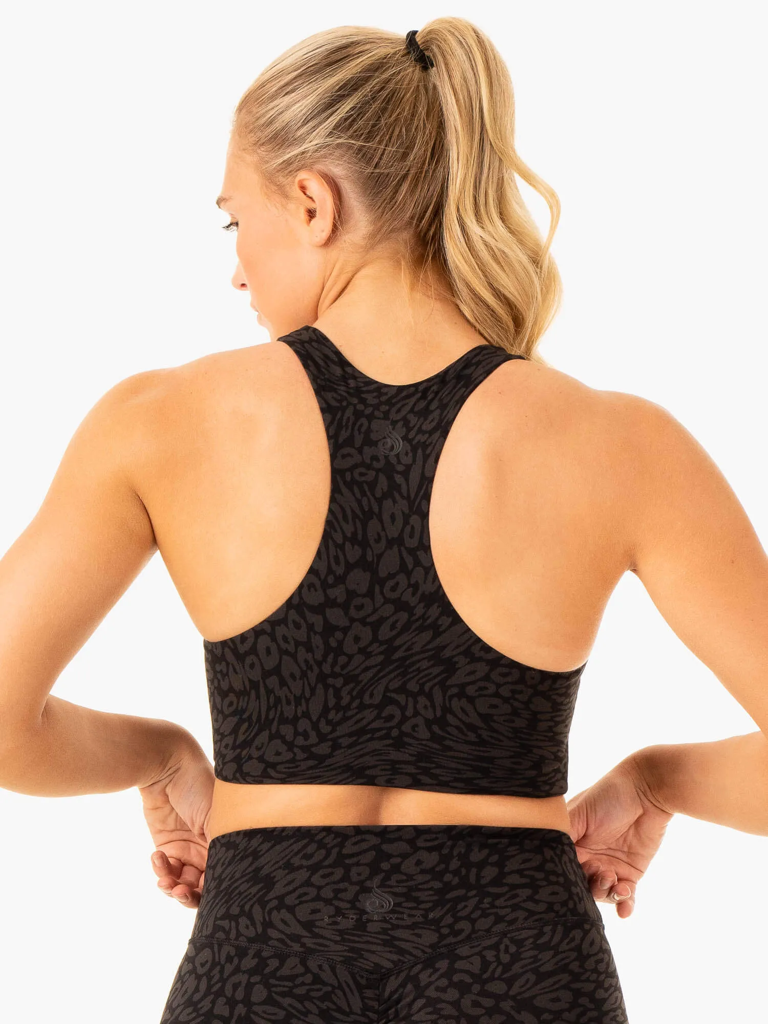 Rotation Sports Bra - Black Leopard slim fit Layered Coverage Design