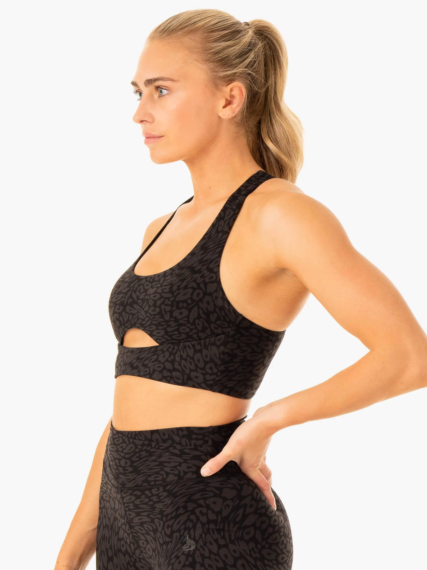 petite size Rotation Sports Bra - Black Leopard