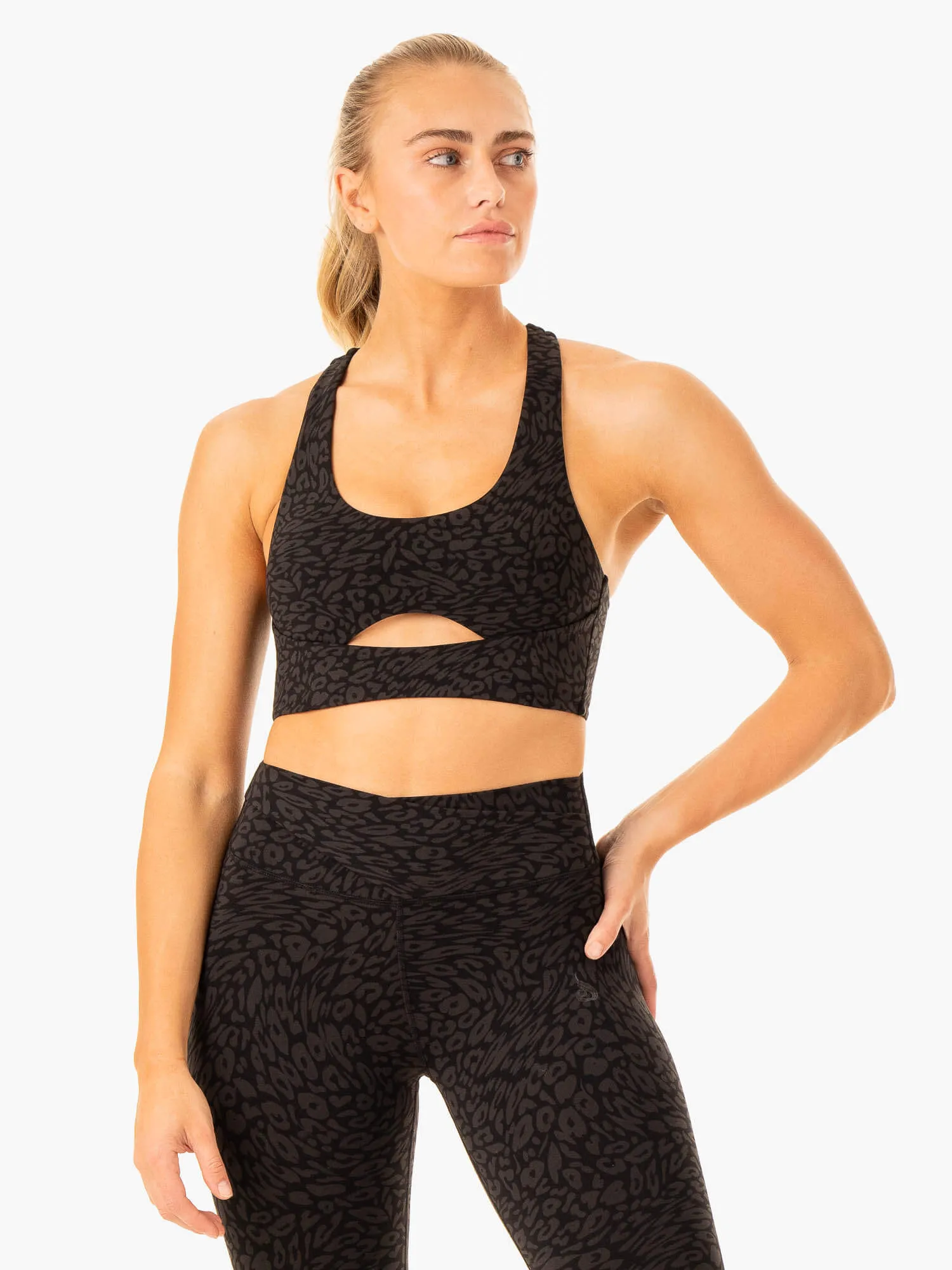 Anti-static Rotation Sports Bra - Black Leopard