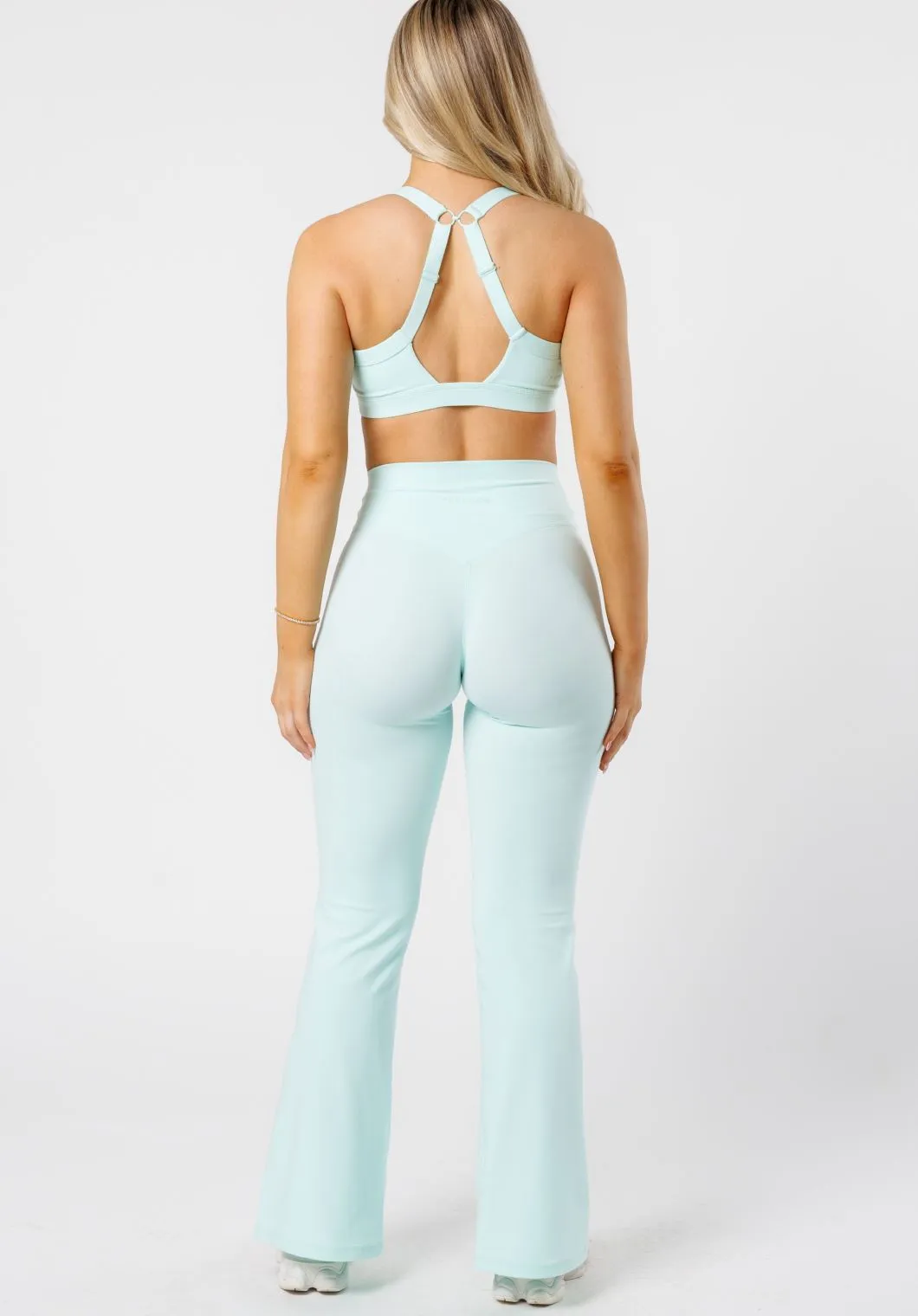 Double Layer Outdoor Running Reluna? Front Slit Sculptseam? Flare Leggings 31" Pale Jade