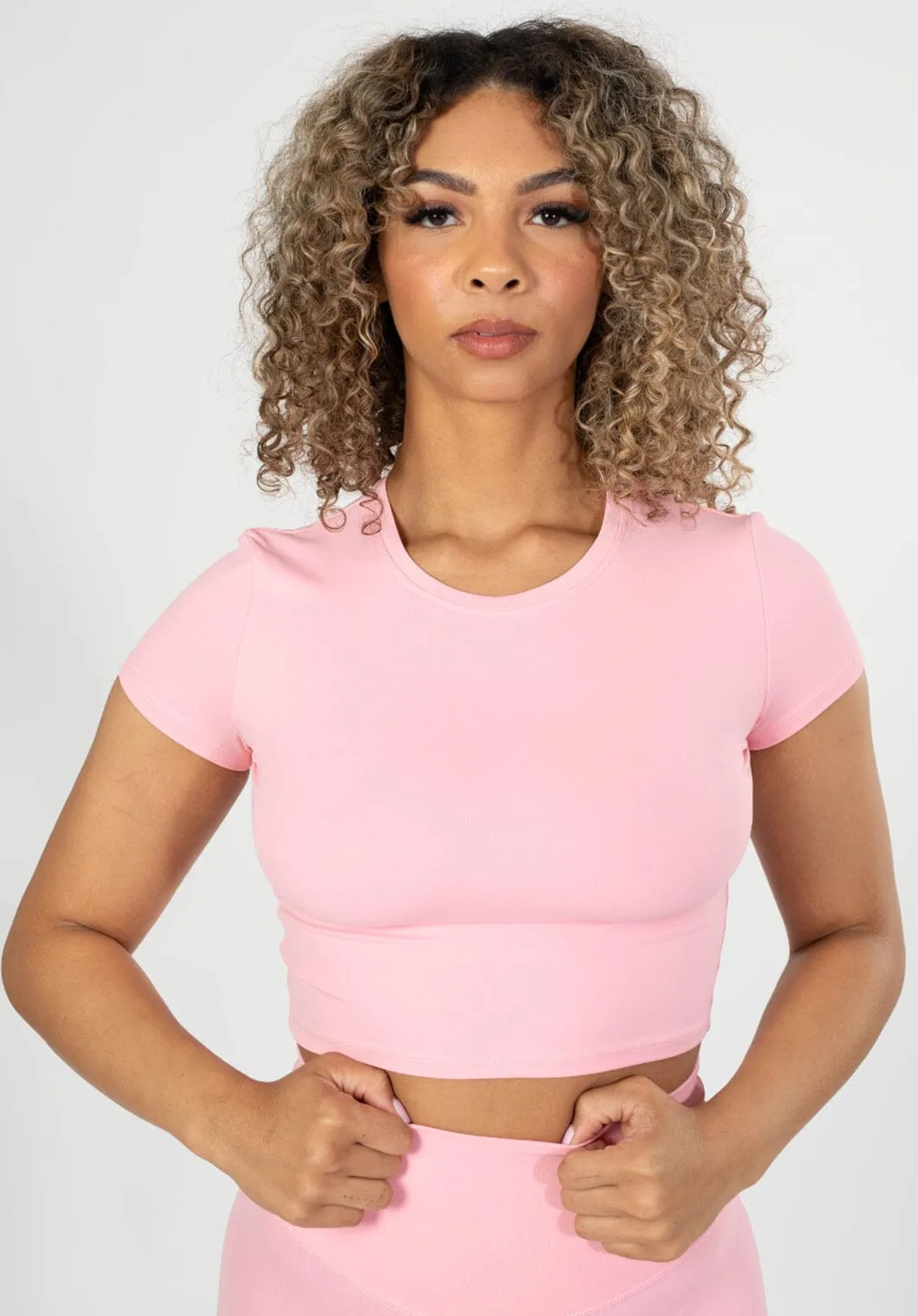 RecStretch Short Sleeve Crop Cotton Candy Cozy Performance Office Casual