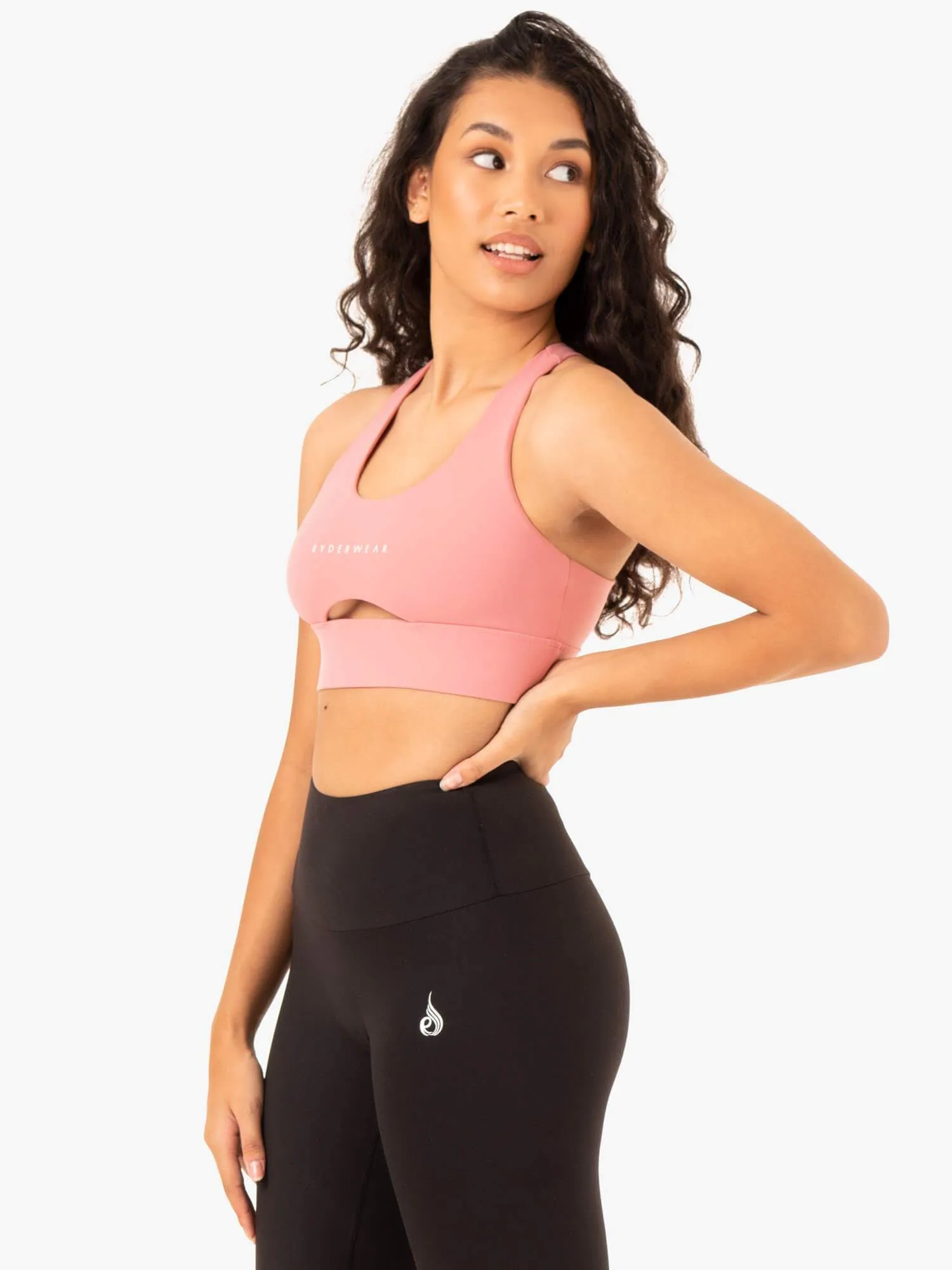 Focus Contour Sports Bra - Blush Pink Breathable Lingerie White