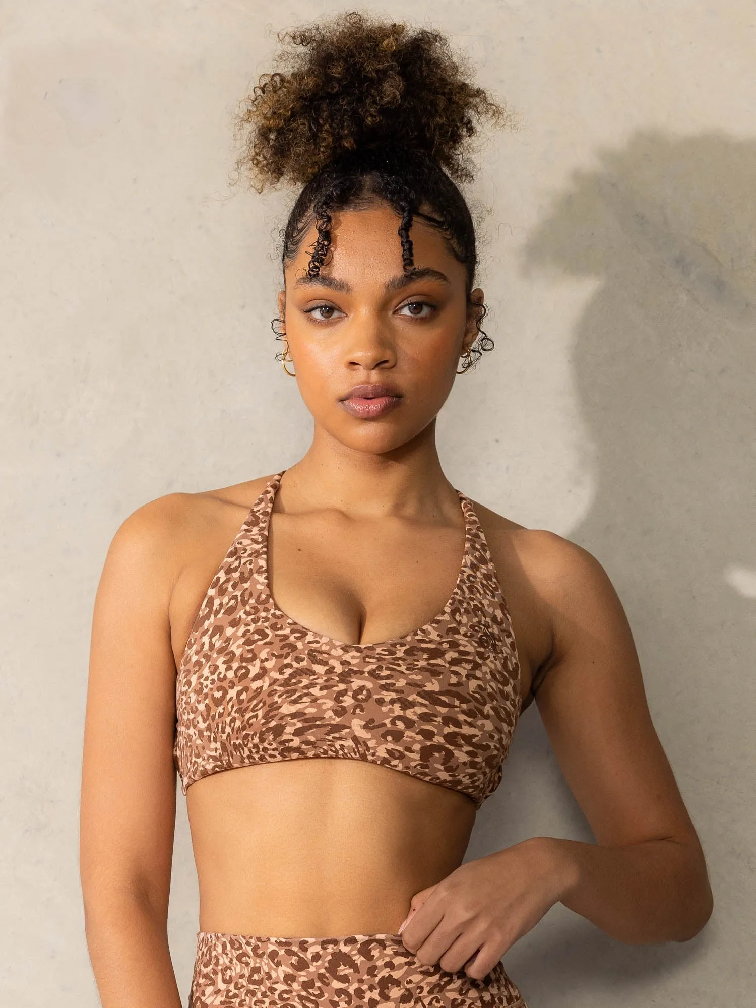 Wear alone Empower Sports Crop - Mocha Leopard