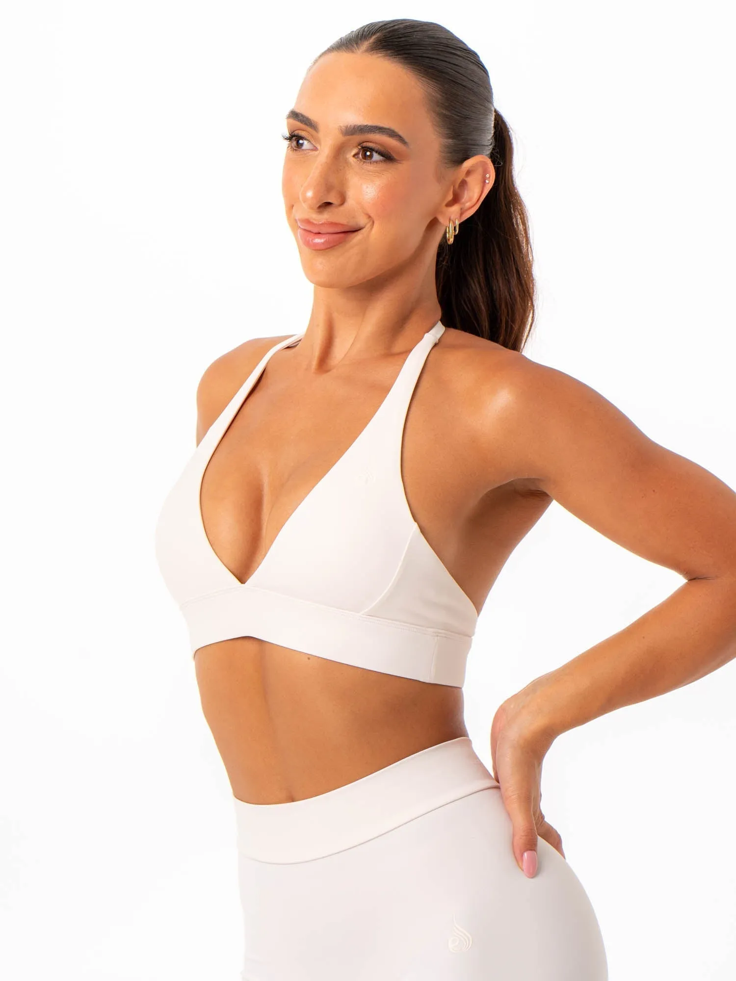Anti Bacterial Fabric Yellow sports outfit NKD Halter Sports Bra - Off White