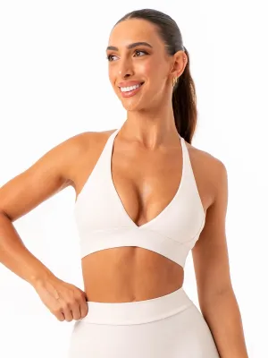 NKD Halter Sports Bra - Off White Low-impact Non slip grip