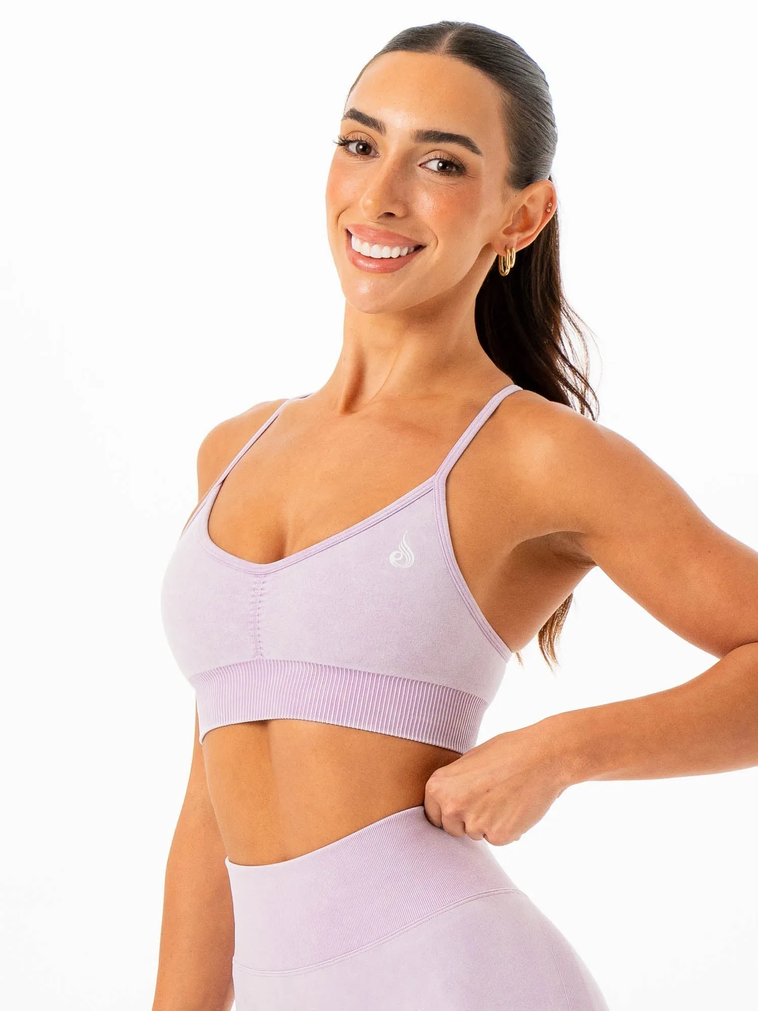 Trendy workout clothes Easy Fabric Stonewash Seamless Sports Bra - Lilac Stonewash