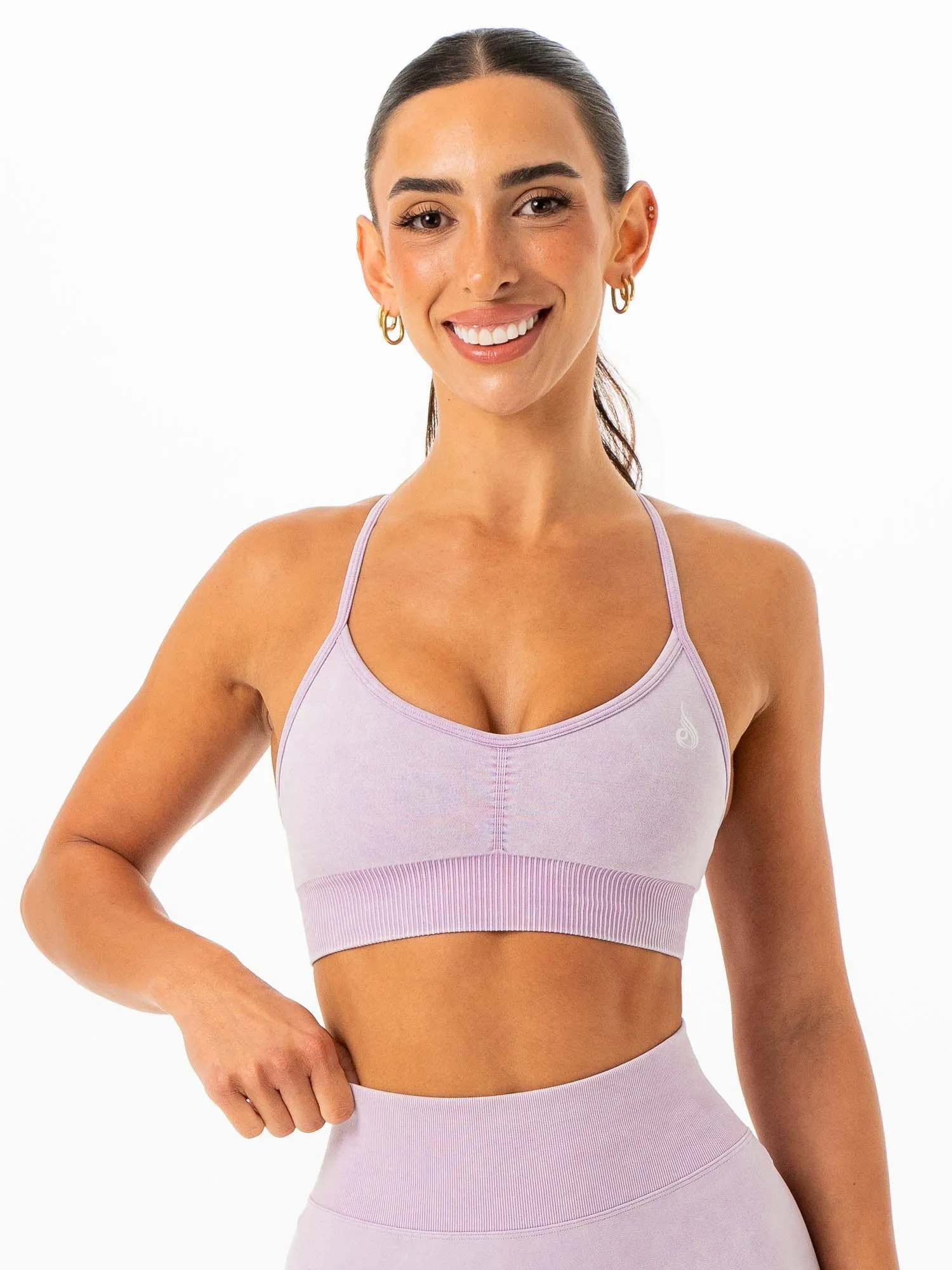Elegant Durable Closure Stonewash Seamless Sports Bra - Lilac Stonewash