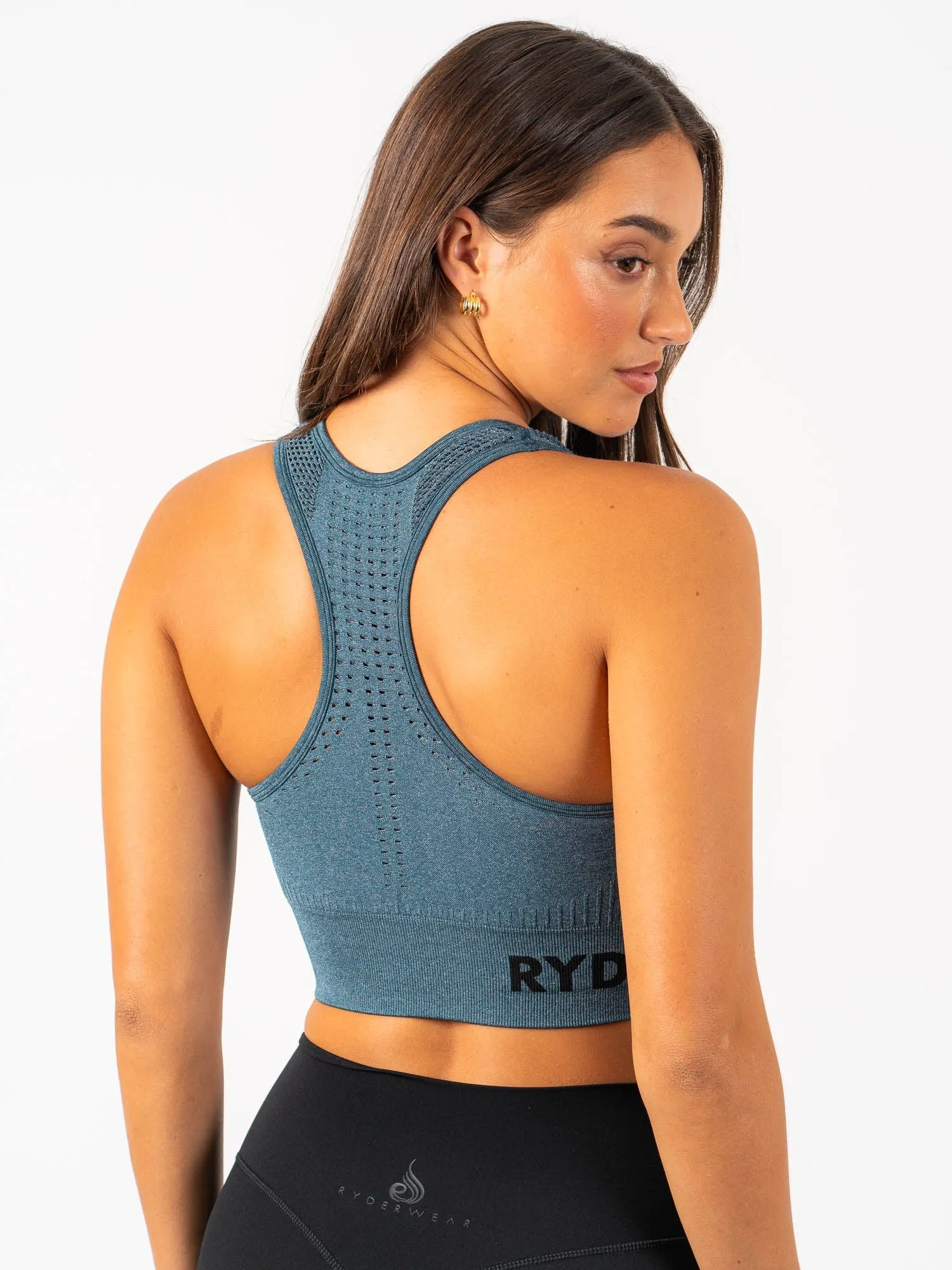 Camouflage fitness wear Seamless Staples Sports Bra - Teal Marl