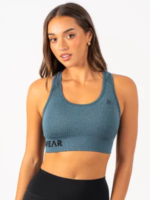 Seamless Staples Sports Bra - Teal Marl Durable structure Value for Money