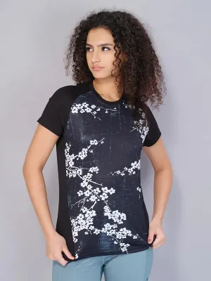 Flattering Shape Standard Body Fit Women Printed Slim Fit Crew Neck T-shirt with TECHNO COOL
