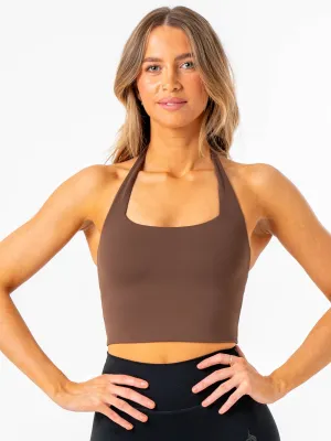 Lightweight Design Trendy workout clothes NKD Halter Tank - Chocolate