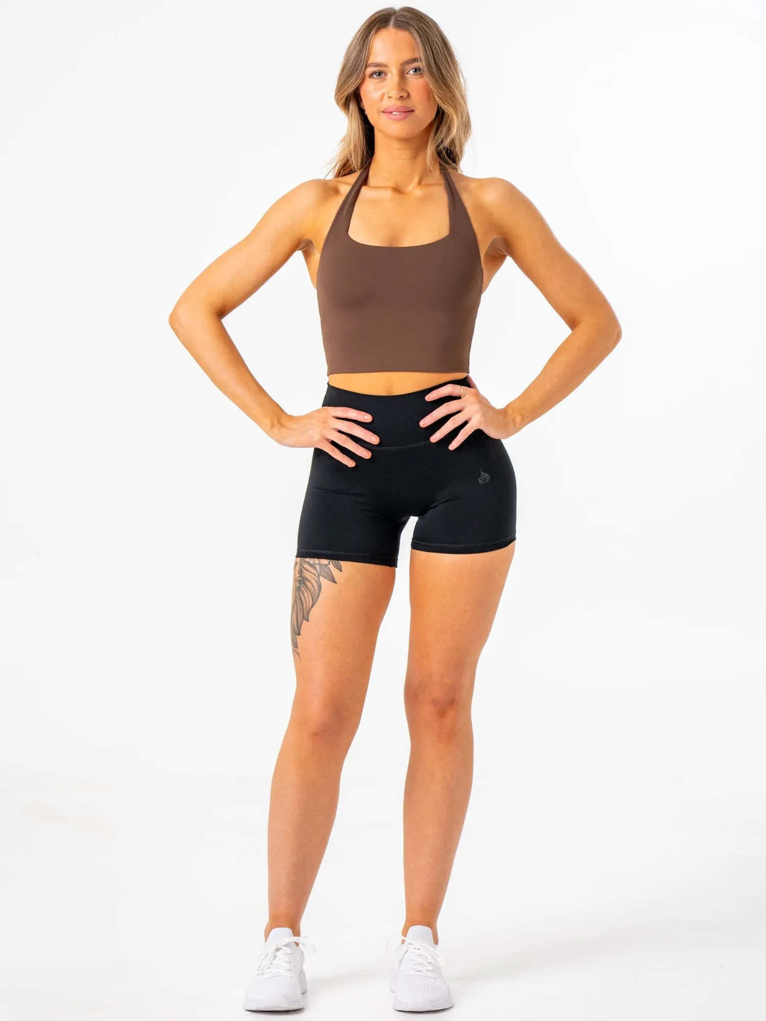 Luxury Supportive Closure NKD Halter Tank - Chocolate