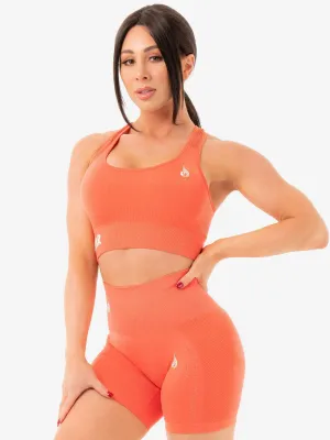 Seamless Staples Sports Bra - Orange Marl Medium