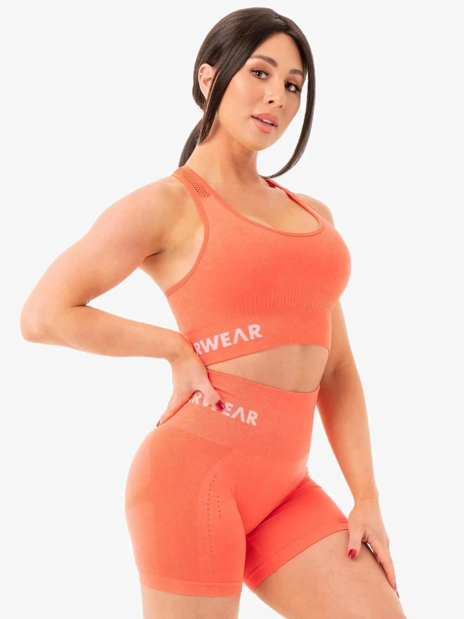 Seamless Staples Sports Bra - Orange Marl Sports teams Breathable Support