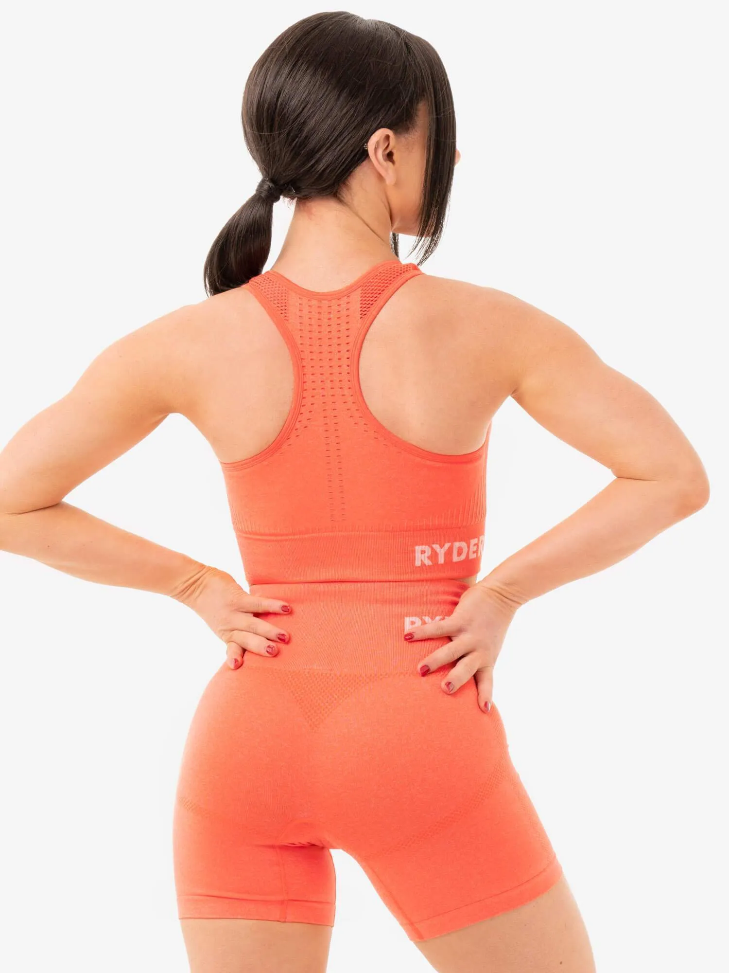 Seamless Staples Sports Bra - Orange Marl Breathable Structure