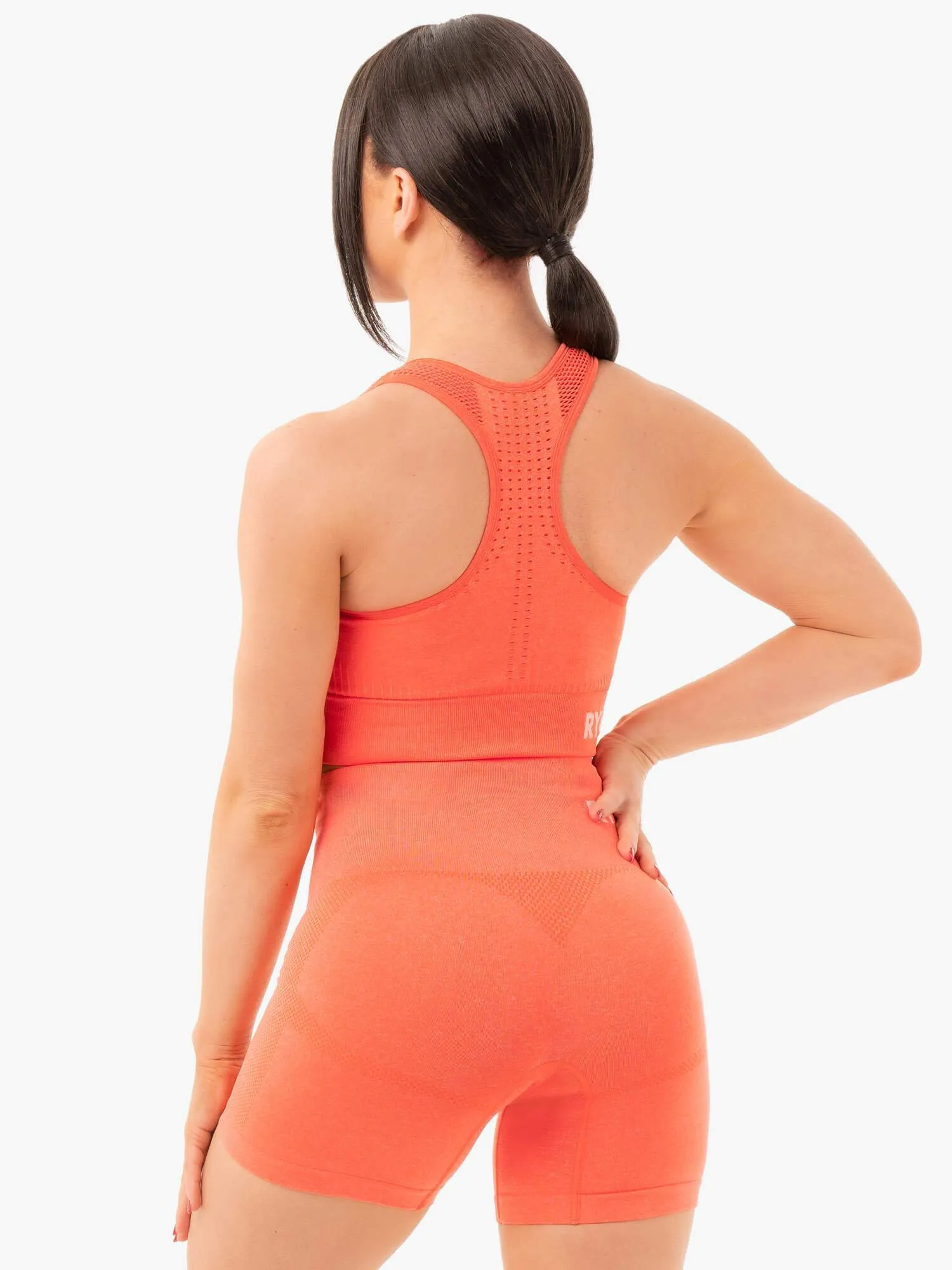 Mock neck Seamless Staples Sports Bra - Orange Marl