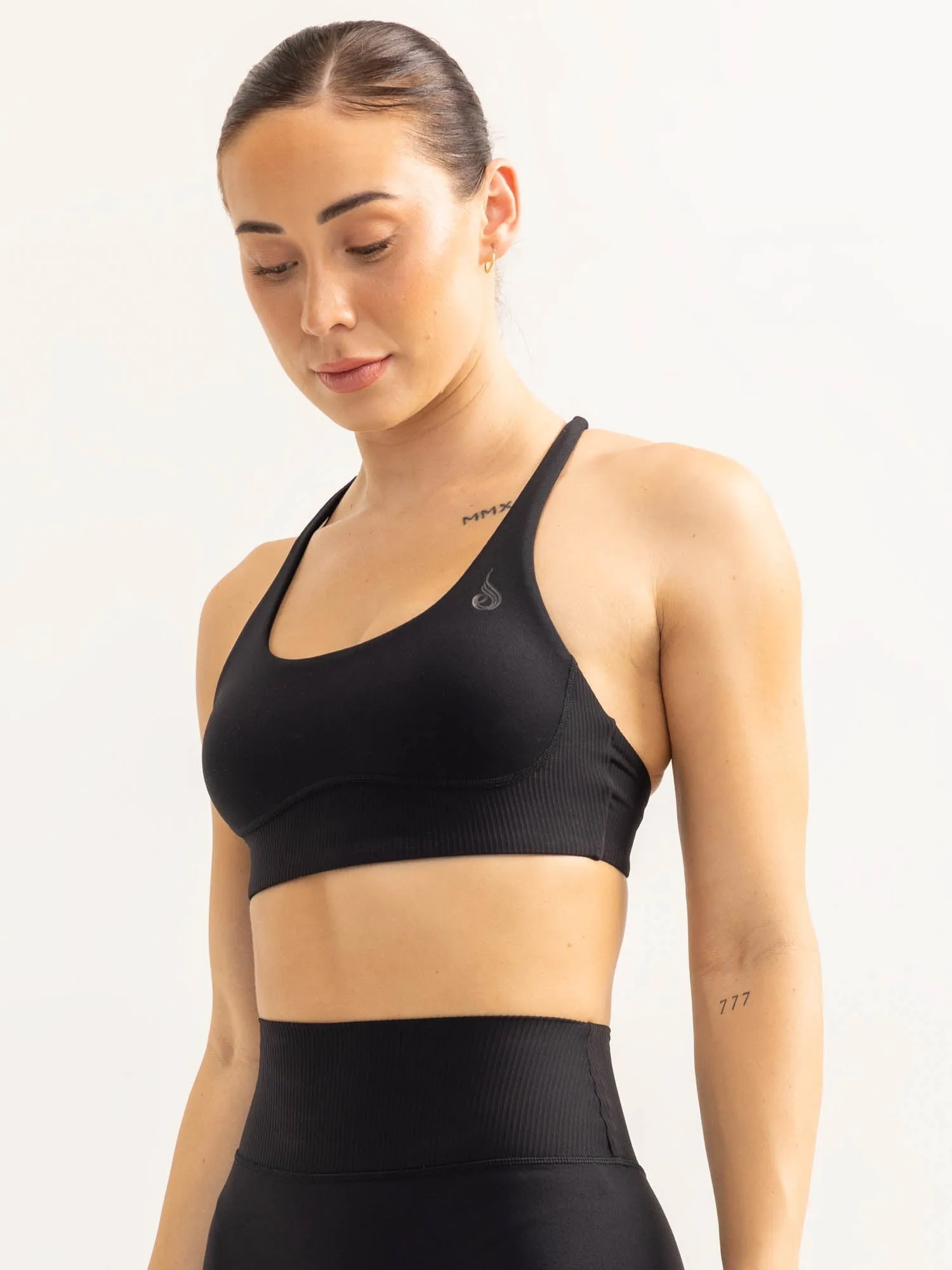 Activate Scoop Neck Sports Bra - Black Crossback Endurance training