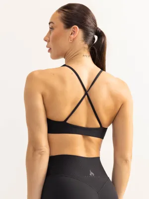 Activate Scoop Neck Sports Bra - Black adjustable material