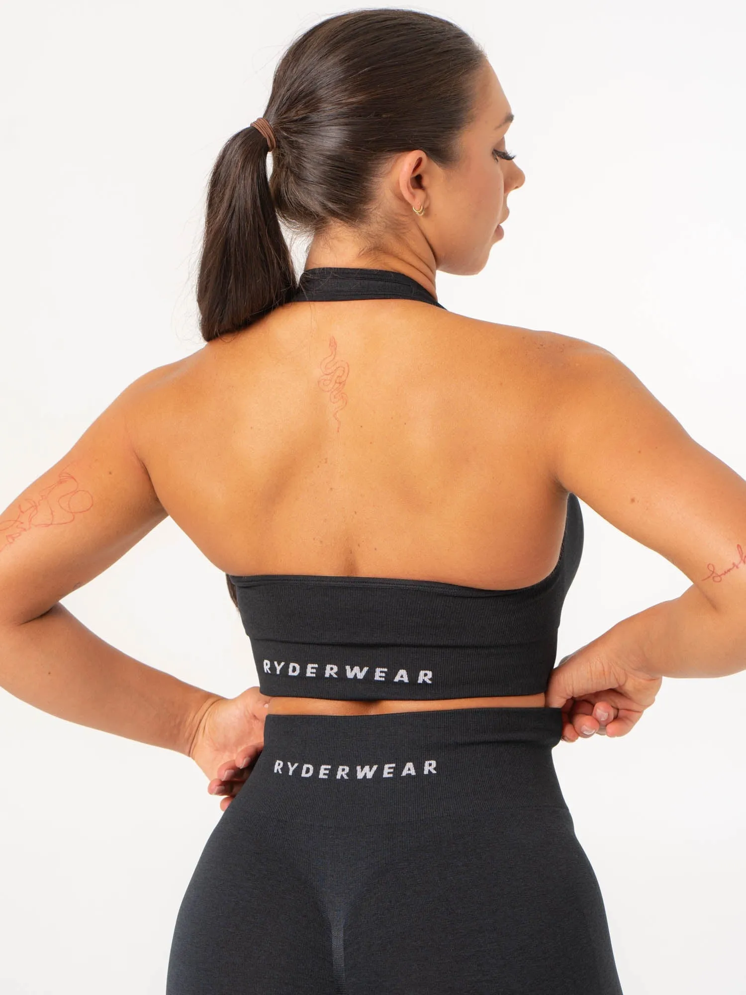 Knee support Contour Halter Bra - Black Marl