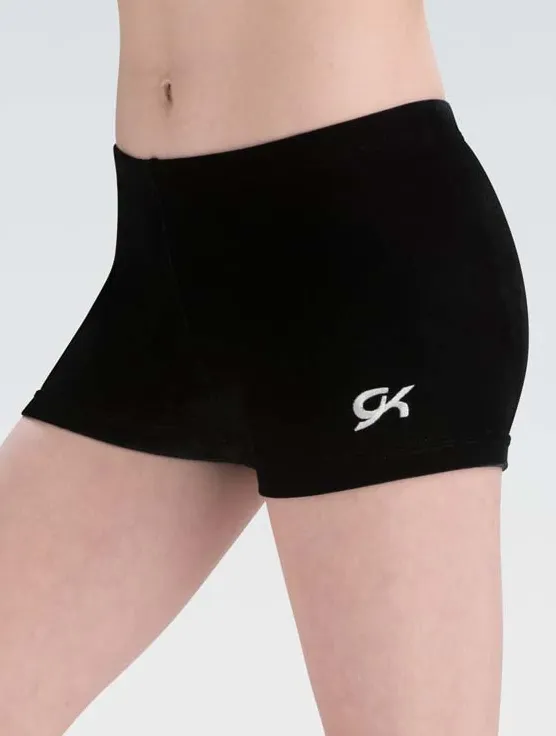 Velvet Micro Mini Workout Shorts Black Mesh Fabric