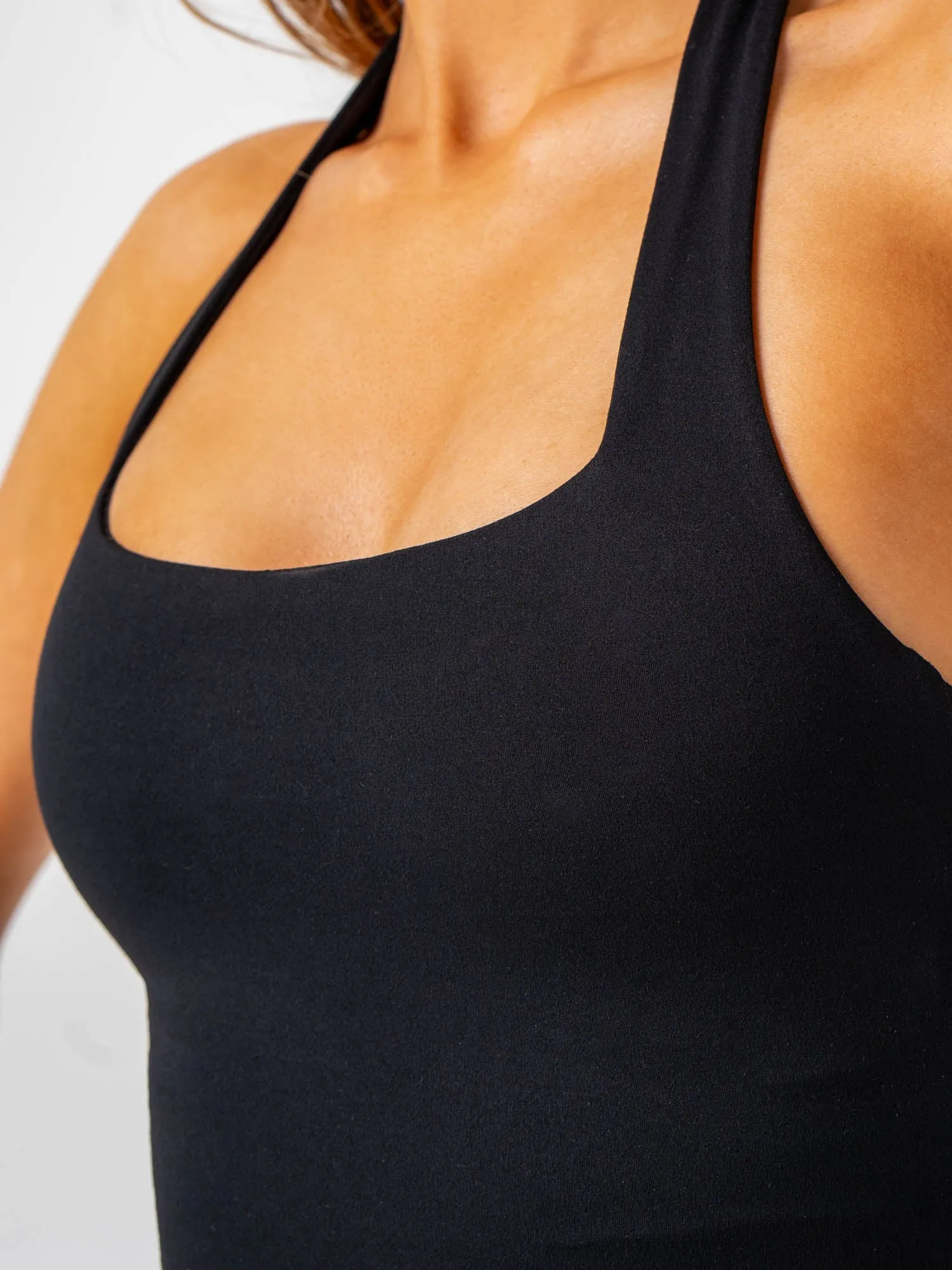 Recycled Floral activewear NKD Halter Tank - Black