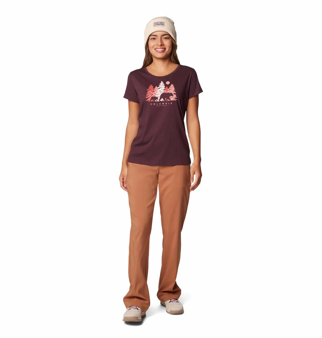 Sporty Active Wear Columbia Women Red Daisy Days SS Graphic Tee