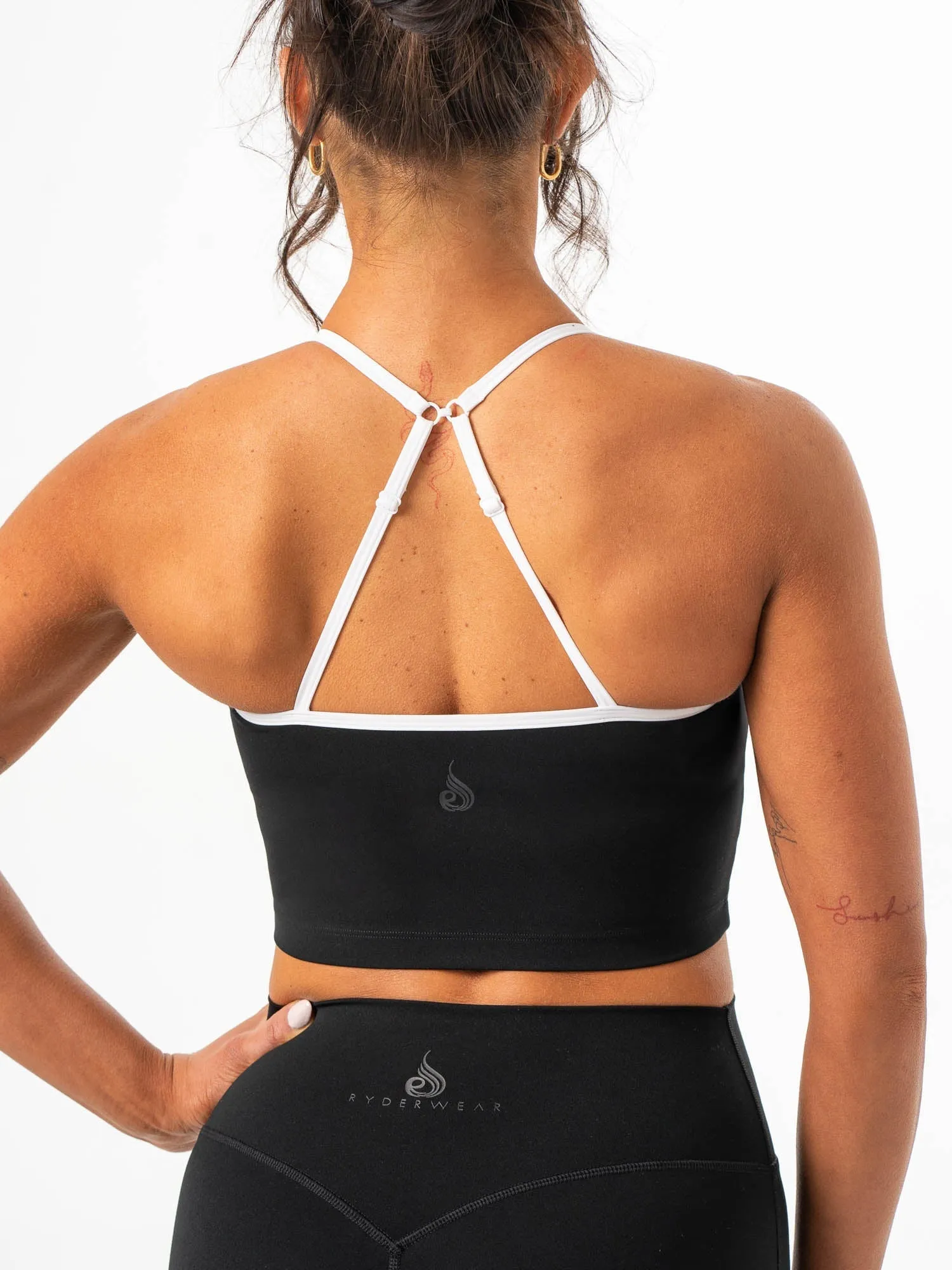 NKD Contrast Shelf Bra Tank - Black Snapped Anti-pilling seams