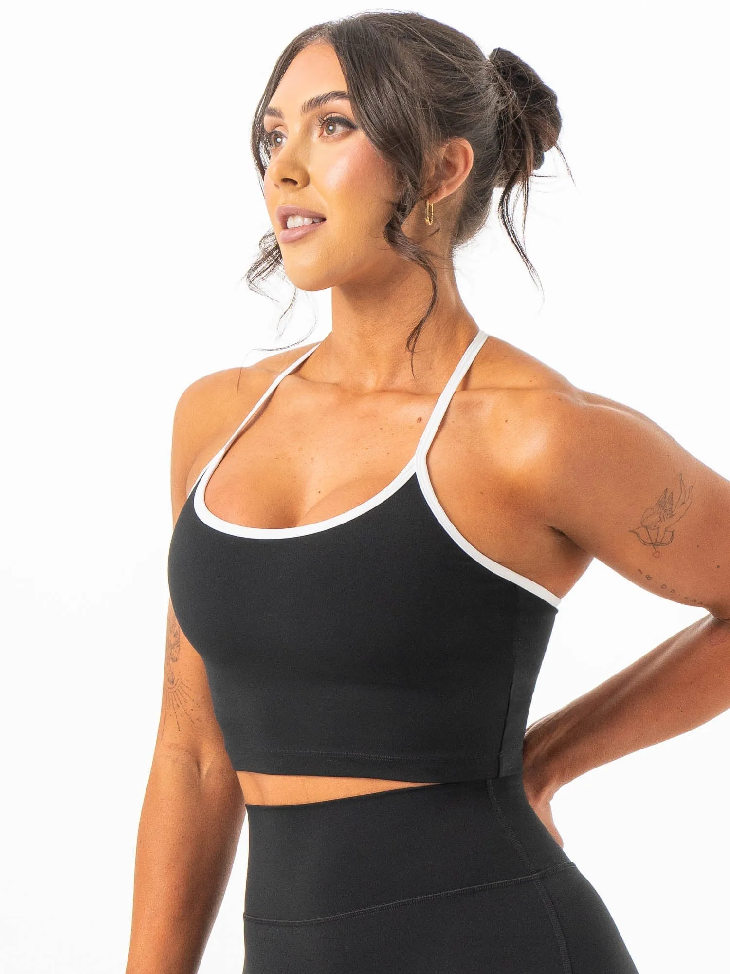 NKD Contrast Shelf Bra Tank - Black exercise Flexible Support Frame
