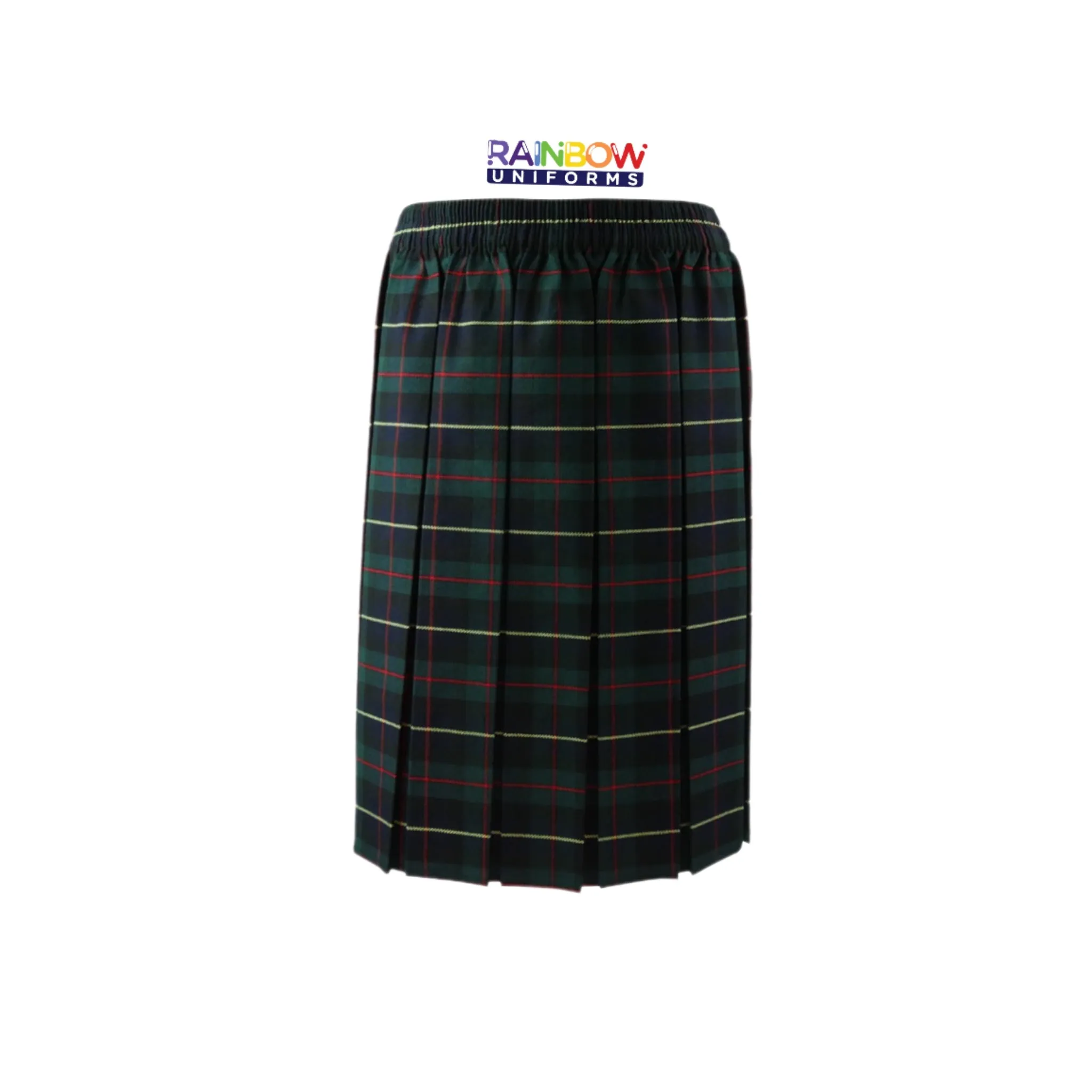 Abstract Motif Sophisticated Mood Green Tartan Skirts
