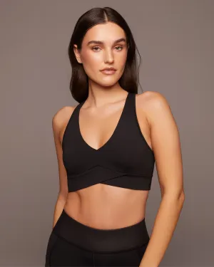 Lightweight Material Low Profile Padding Ray V-Neck Longline Bra